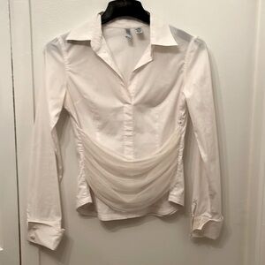 Vintage Laundry by Shelli Segal White Blouse with Mesh Detailing